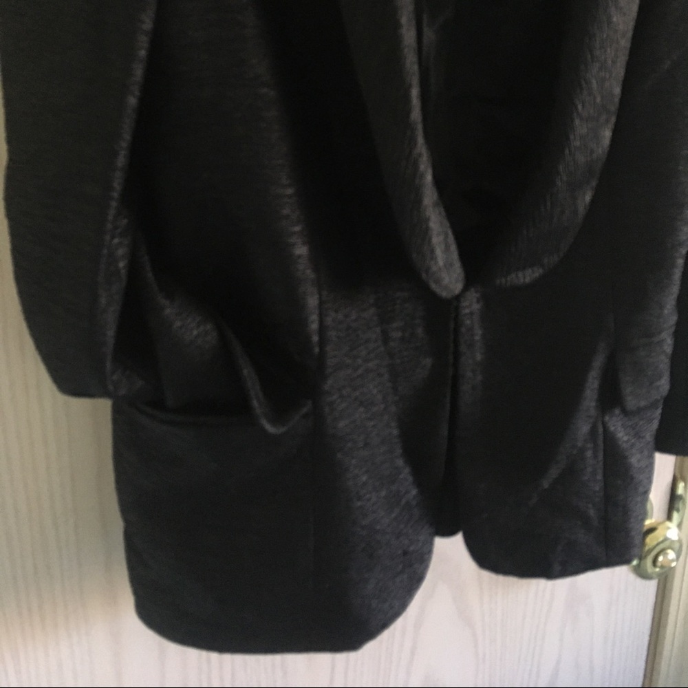 Black Textured Sharp-Shouldered Jacket M - image 5